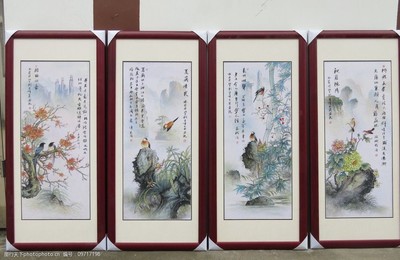 梅兰竹菊砂石画图片